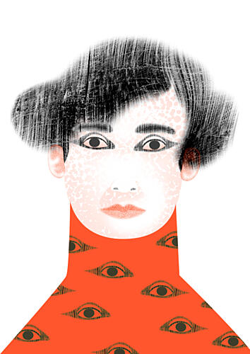 Surreal Woman with Eyes Art Print by Luca di Napoli