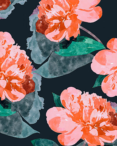Vibrant Peony Bloom Pattern Art Print