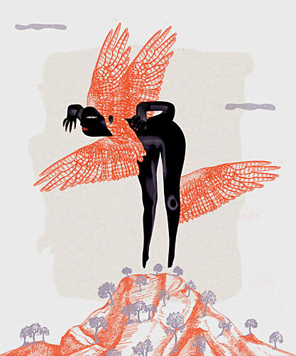 Mystical Winged Figure Art Print by Luca di Napoli
