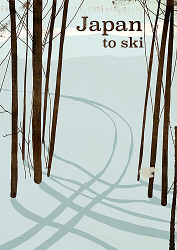 Japan Winter Ski Tracks Art Print