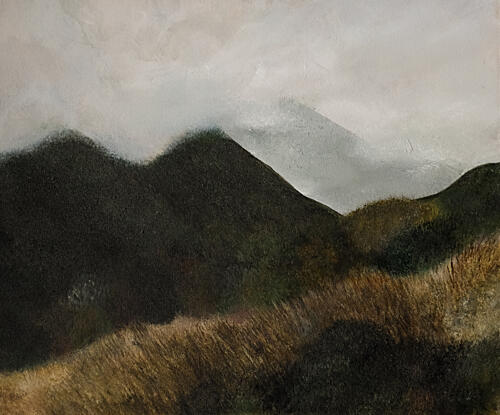 Misty Mountain Peaks Art Print by Emily Tingey
