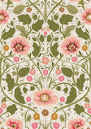 Pink Mallow Floral Pattern Art Print