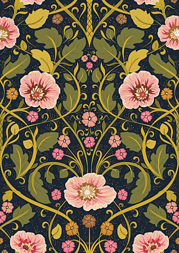 Dark Floral Pattern Art Print