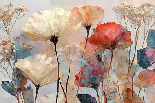 Ethereal Pastel Poppies Pop art reproduction