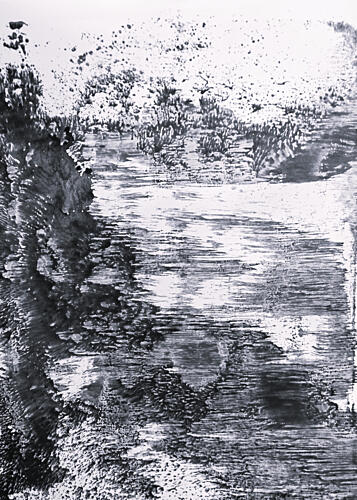 Monochrome River Reflection Art Print