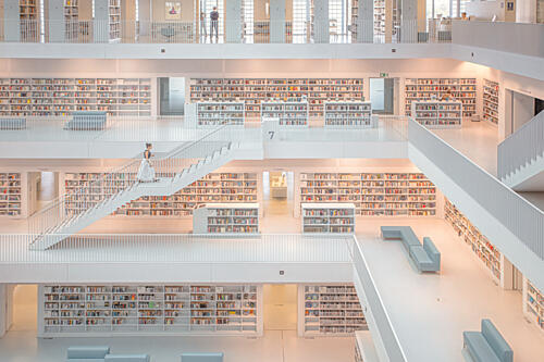 Grand White Library Art Print