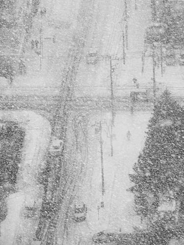 Urban Winter Storm Art Print by Yoshie Makiya