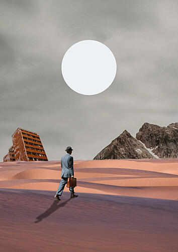 Man under White Moon Art Print by Daniel Donocik