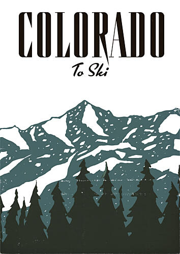 Colorado Winter Ski Scene Art Print