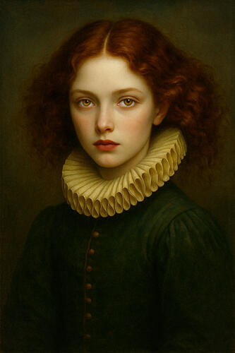 Redhead in Ruffled Collar Art Print by Ionel Onofras