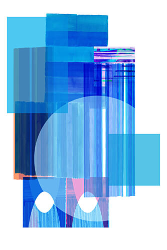 Blue Geometric Layers Art Print by Cartissi
