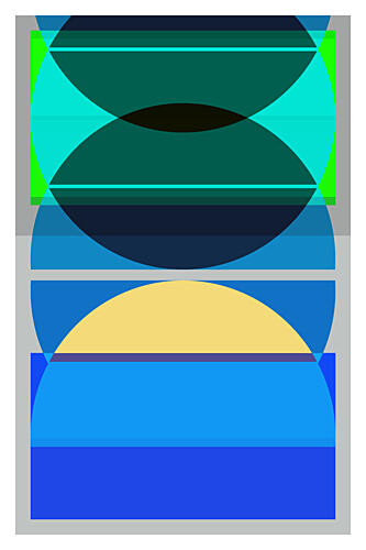 Geometric Blue Yellow Layers Art Print by Cartissi