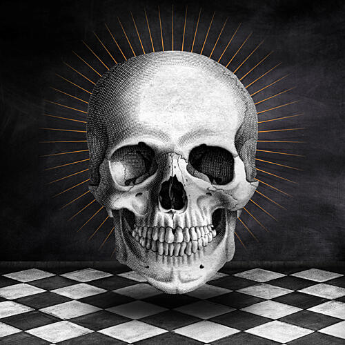 Vintage Skull Golden Halo Gold Print