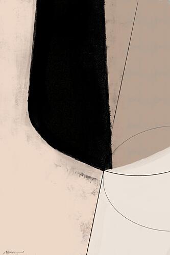 Black Beige Abstract Shapes Art Print by Nilesh Kulkarni