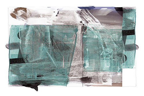 Modern Teal Abstract Shapes Art Print by Cartissi