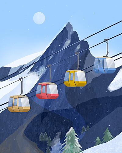 Ski Lift Art Print