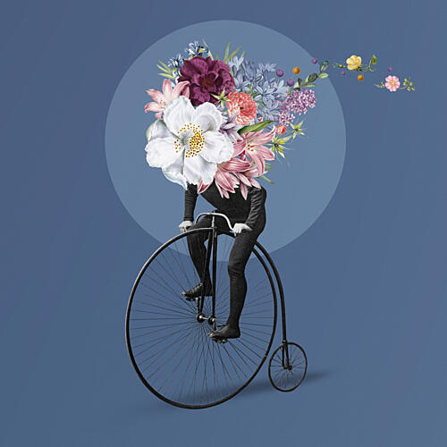 Whimsical Floral Cyclist Art Print