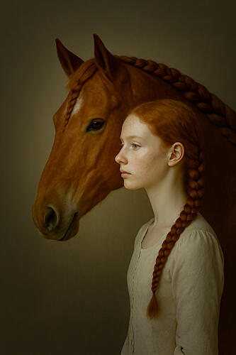 Redhead and Horse Art Print by Ionel Onofras