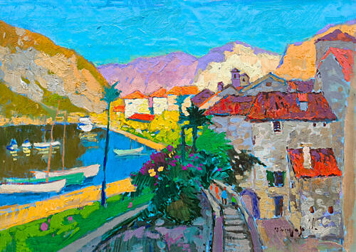 Colorful Mediterranean Village Art Print