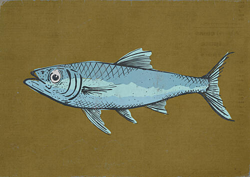 Stylized Blue Fish Art Print