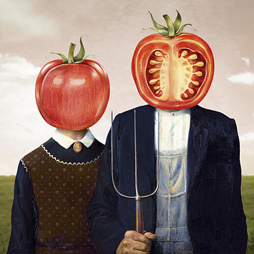 Tomato Farm Couple Pop art reproduction