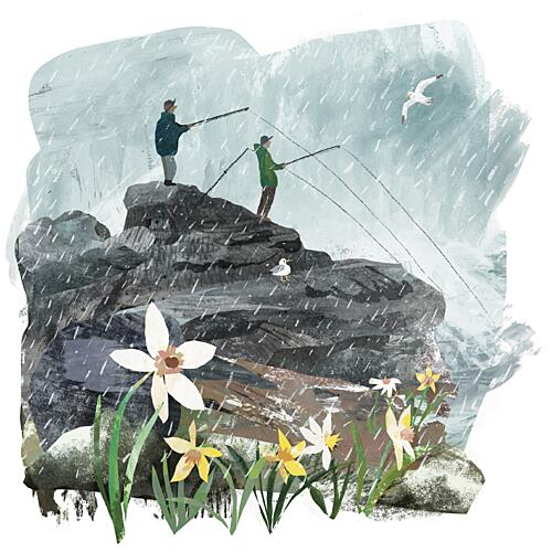 Coastal Storm Fishing Art Print by Claire Hanley