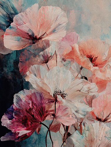 Dreamy Pastel Poppies Pop art reproduction