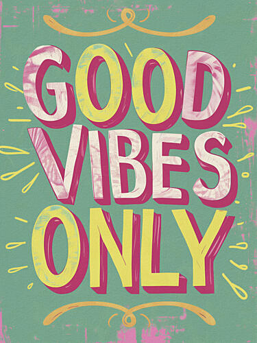 Retro Good Vibes Only Gold Print
