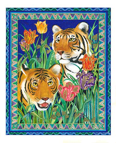 Tiger Stripes and Parrot Tulips Art Print