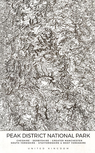 Peak District Topographic Map Art Print
