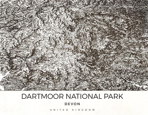Dartmoor National Park Map Art Print