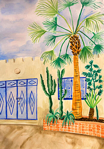 Blue Gate Oasis Garden Art Print