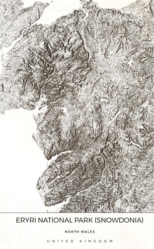 Eryri Snowdonia Relief Map Art Print