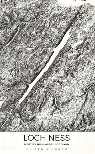 Loch Ness Topographic Map Art Print