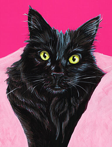 Vibrant Black Cat Portrait Pop art reproduction