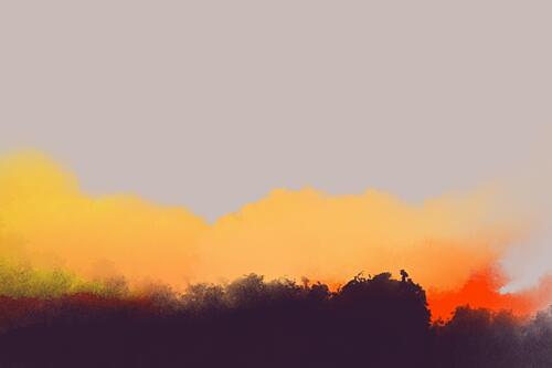 Vibrant Sunset Landscape Art Print