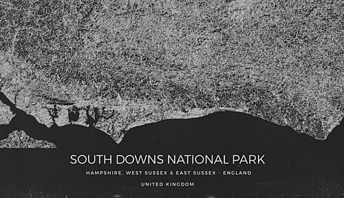South Downs Coastal Map Art Print