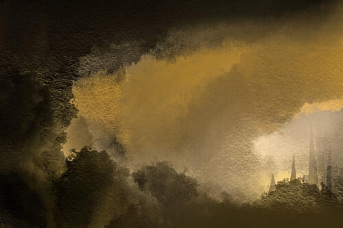 Distant Gothic Spires Gold Print