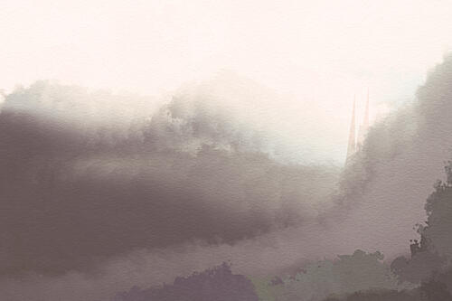 Ethereal Misty Mountains Art Print
