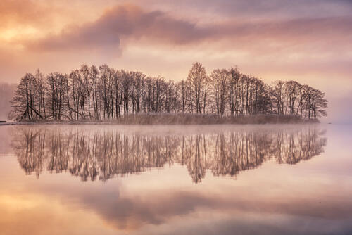 Misty Island Dawn Art Print
