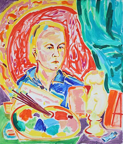 Colorful Studio Self Portrait Art Print by Tamara Jare