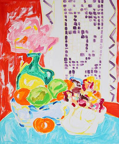 Colorful Flowers and Fruit Art Print by Tamara Jare