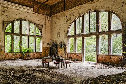 Abandoned Room Forest View Art Print by Olaf Konig