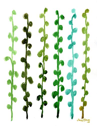 Green Botanical Stems Art Print