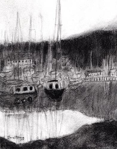 Peaceful Harbor Reflections Art Print