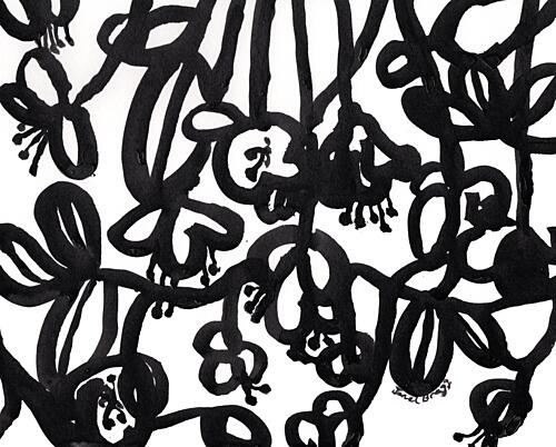 Abstract Black Blooms Art Print