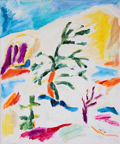 Colorful Abstract Landscape Art Print by Tamara Jare