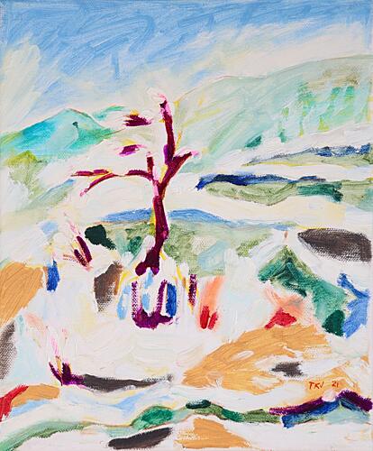 Colorful Tree Landscape Art Print by Tamara Jare