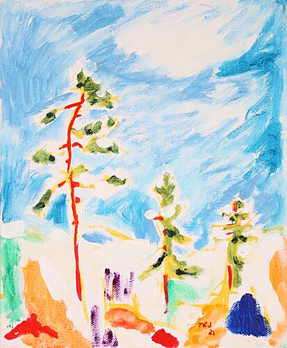 Colorful Winter Trees Art Print by Tamara Jare