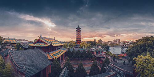 Ancient Pagoda Sunset Art Print